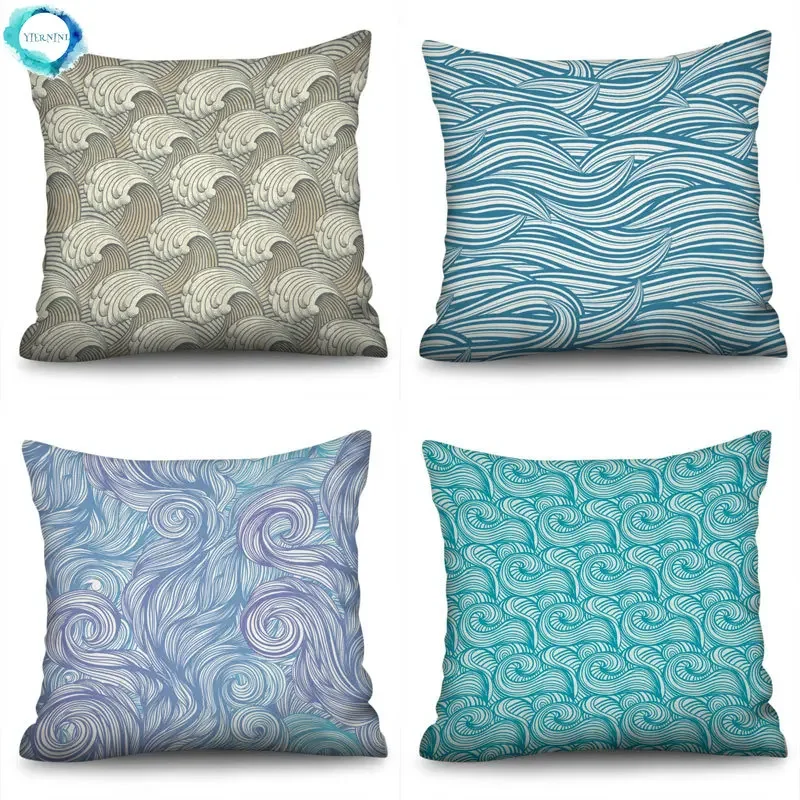 

Geometric Wave Printed Polyester Throw Pillow Cover Decorative Cushions Cover Pillow Case for Home Decor Sofa Pillowcase 45X45CM