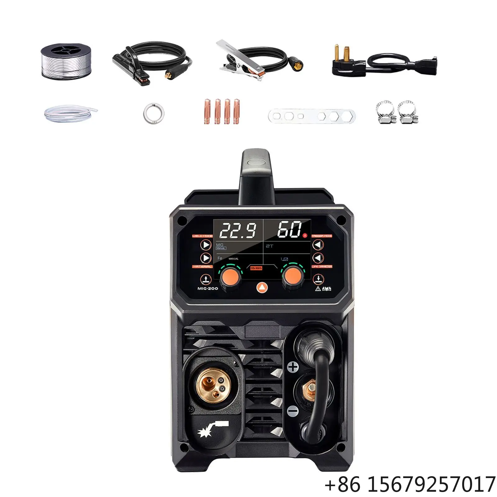 200A Synergic MIG Welder Machine 4-in-1 Gas MIG/Flux Core MIG/Stick/Lift TIG Multi-Process 110V/2V Welder for Various Welding