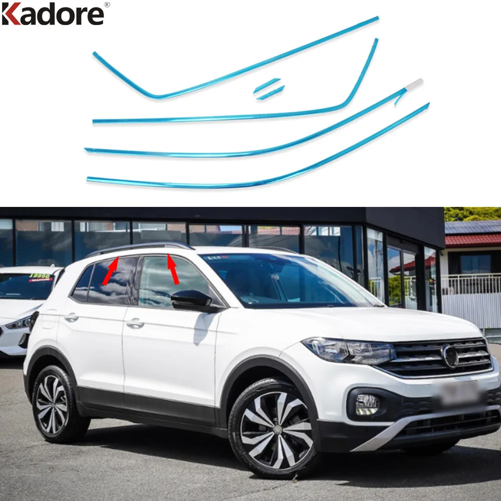 For Volkswagen VW T-cross Tcross 2018-2020 2021 2022 2023 Steel Car Upper Window Frame Sill Trim Molding Strip Accessories