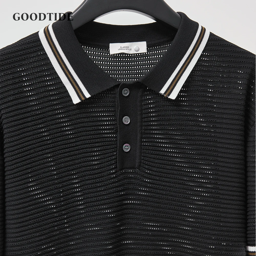 Men Summer Solid Casual Office Breathable Polo Shirt Fashion Brand Male Business High Quality Striped Short Sleeve Top Clothing