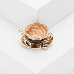 Popular Enamel Coffee Cup Brooches for Women Unisex Cups Pins Event Party Decoration Clothes Accessories