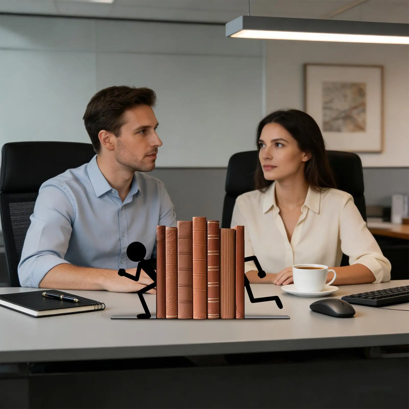 Book Holder For Shelf Non-Skid Aesthetic Human-Shaped Stopper Black Ends To Hold Books For Women Men Office School Supplies