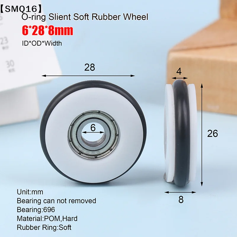 6*28*8mm Buna-N Rubber O Rubber Ring Silent Elastic Wheel 696 Bearing Roller Mute Elasticity Roller Pulley【SMQ】