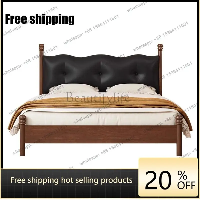 LJY Black Designs Double Bed Decoration Elegant Soft Wooden Japanese Double Bed Luxury Modern Adults Cama Queen Bedrooms Furnitu