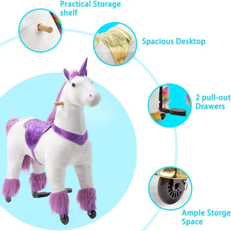 Zabawka do jazdy na jednorożcu dla dzieci w wieku od 4 do 9 lat, zabawka do jazdy na jednorożcu bez baterii i prądu, maksymalne obciążenie 165 funtów