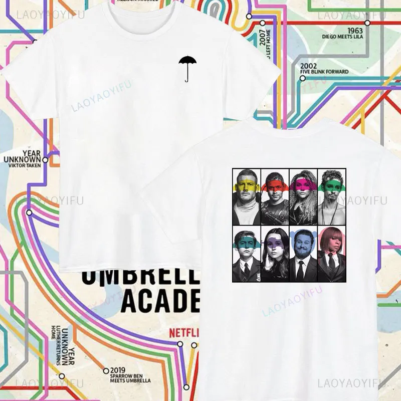 The Umbrella Academy Men Double Sided T Shirts Gril High Quality Short Sleeve Tshirts Casual Man Tops Tee Female Streetwear image 2