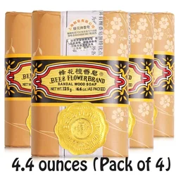 4.4 ounces (Pack of 4) Flower Sandalwood Handmade Soap Skin Whitening Moisturizing Face Cleansing Remove Acne Bath Bar Soap