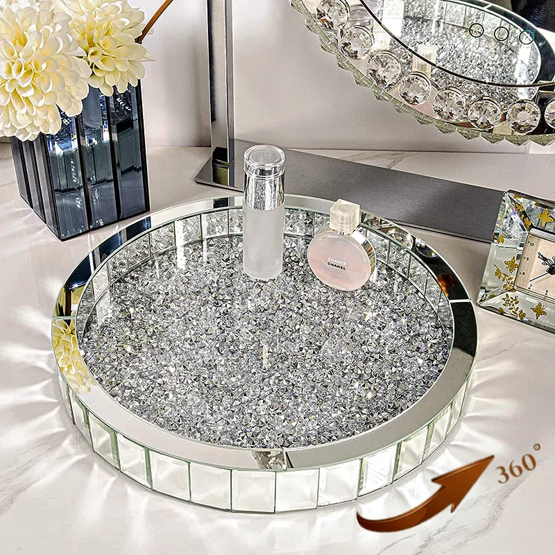 Rotating Cosmetics Storage Box Desktop Skin Care Products Shelf Dresser Perfume Tray Crystal Box