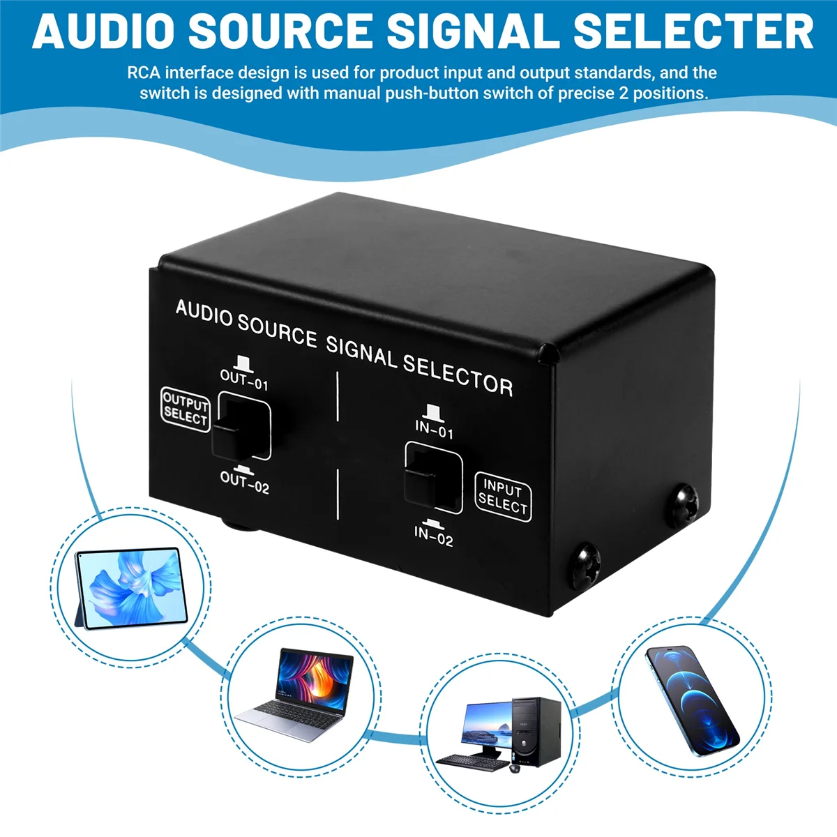 2 in 2 Out Audio Source Signal Selection Switcher Audio Distributor