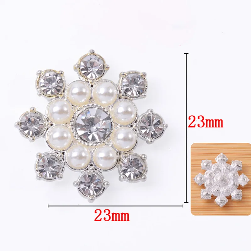 SKYE CIEL 10Pcs Silver 23*23mm  Pearl Rhinestone Jewelry Accessories Clothing Wedding Decoration Diy Crafts Headband