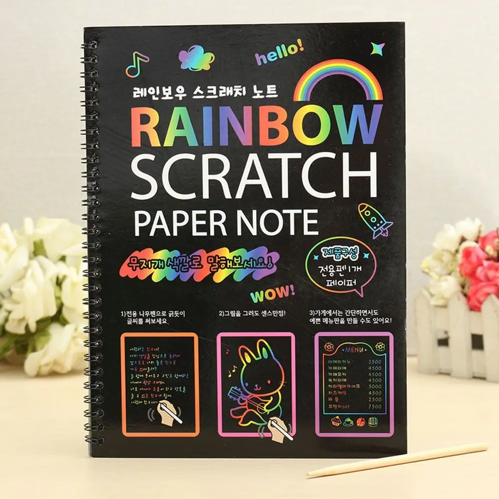 

Rainbow Color Scraping Painting Note book Educational Books Early Learning Art Painting Paper Children Toys Scratch Paper