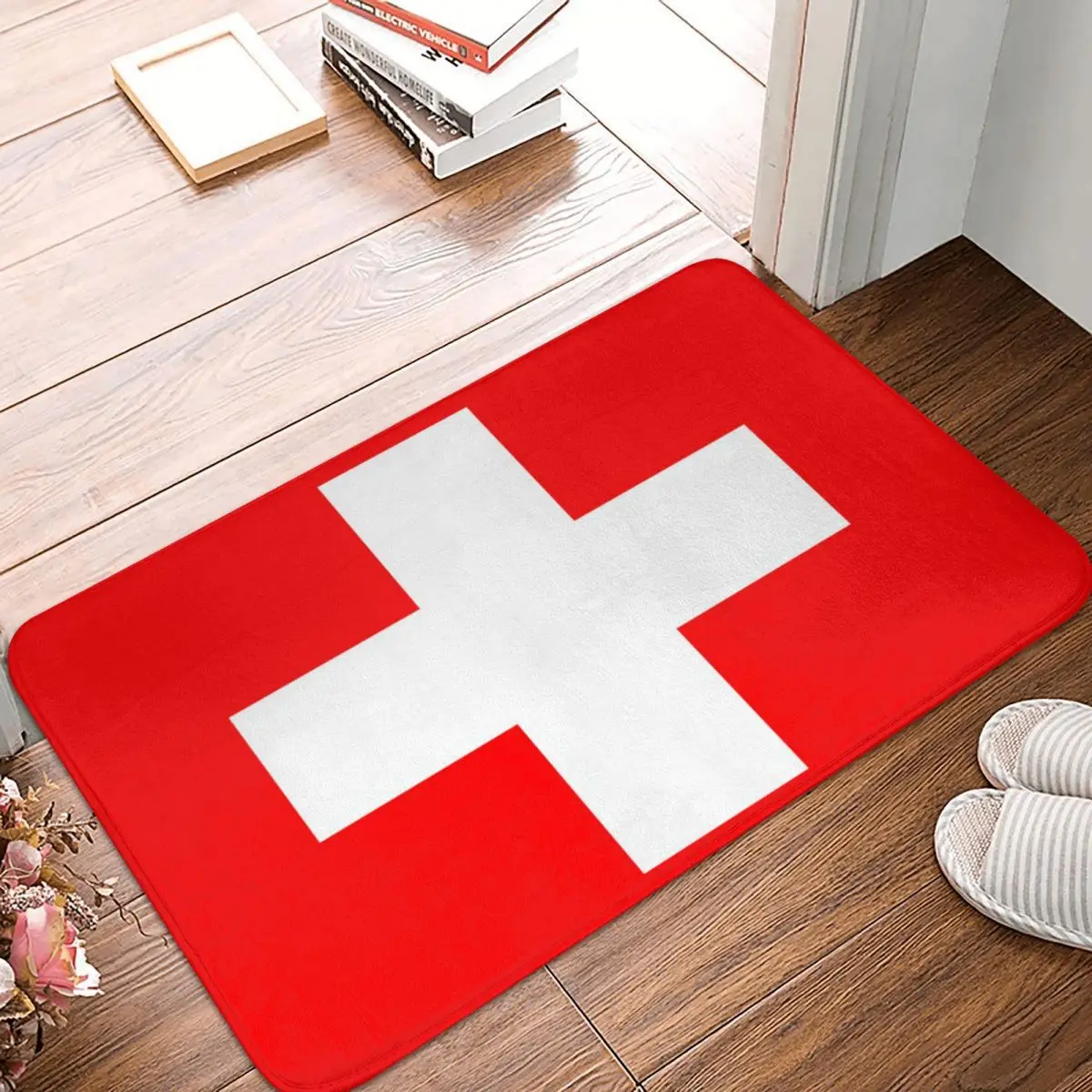 Swiss Switzerland Flag Anti-slip Doormat Floor Mat Sand Scraping Carpet Rug for Kitchen Entrance Home Balcony Footpad Mats