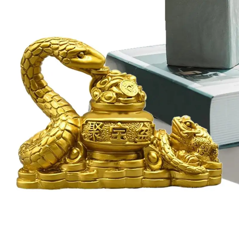 Year Of The Snake 2025 Figurine Spring Festival Figurine Decor Spring Festival Statue Decor Resin Sculpture Table Collectible