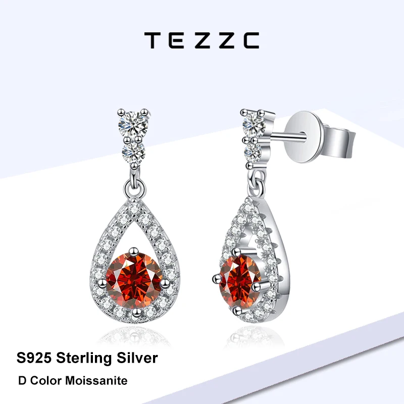 

Tezzc 0.5ct Teardrop Shaped Moissanite Earrings 925 Sterling Silver Lemon Yellow Gemstone Pendant Earrings For Women Party Gifts