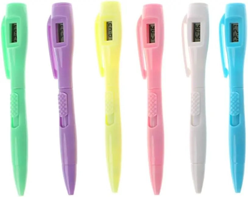 1 ชิ้นปากกาลูกลื่นพร้อมนาฬิกาดิจิตอลนาฬิกาอิเล็กทรอนิกส์ปากกาสอบปากกานาฬิกาปากกา