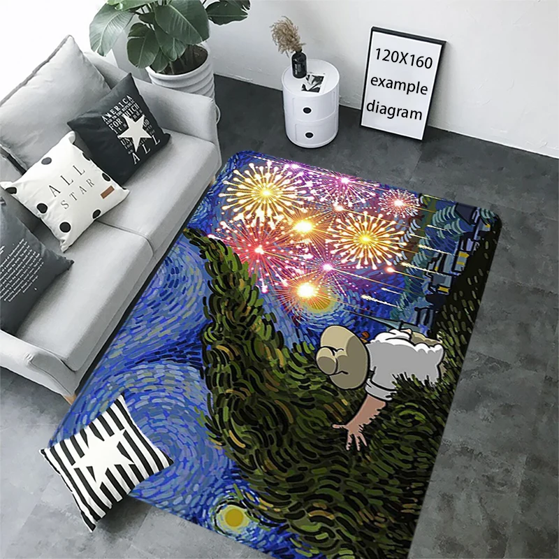 Fluffy Doormat Bedsdie carpet Van Gogh Illustration Living Room Rugs Foot Carpets Bathroom Rug Floor Mats Non-slip Hallway Mat