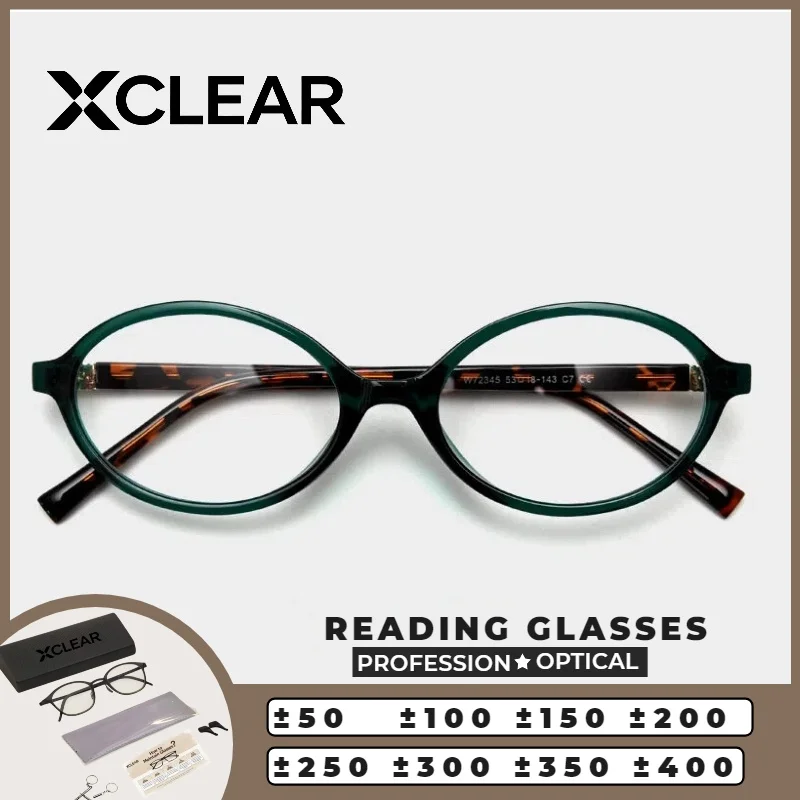 

Женские овальные очки для чтения XCLEARFashion, изумрудно-зеленые, из ацетата, ультралегкие, с защитой от синего света, для узкого лица, для повседневного ношения, с защитой от ультрафиолета