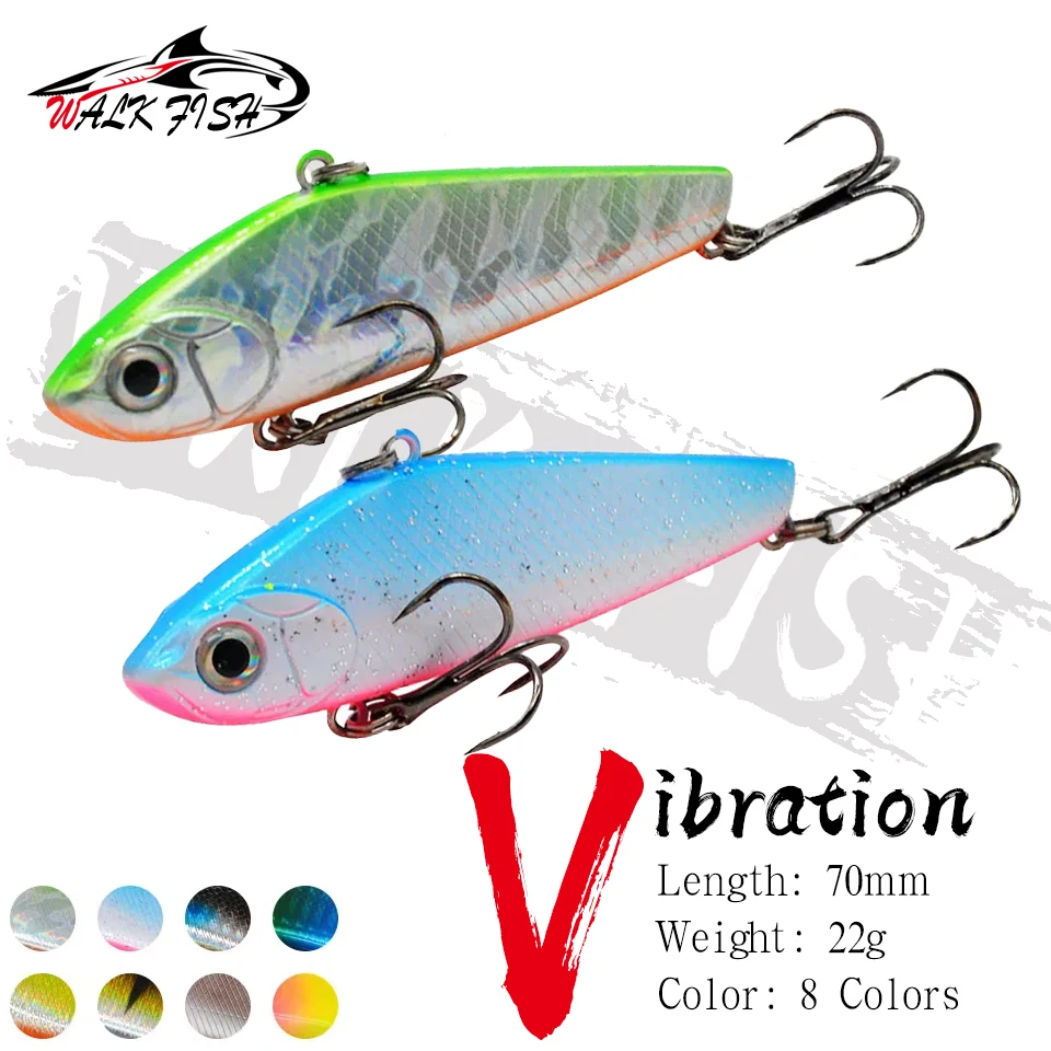 WALK FISH 70 mm 22 g Eis-VIB-Angeln, sinkender lippenloser Kurbelköder, Vibrationsköder, volle Schwimmschicht, tauchfähig, Meeresangeln, Süßwasser