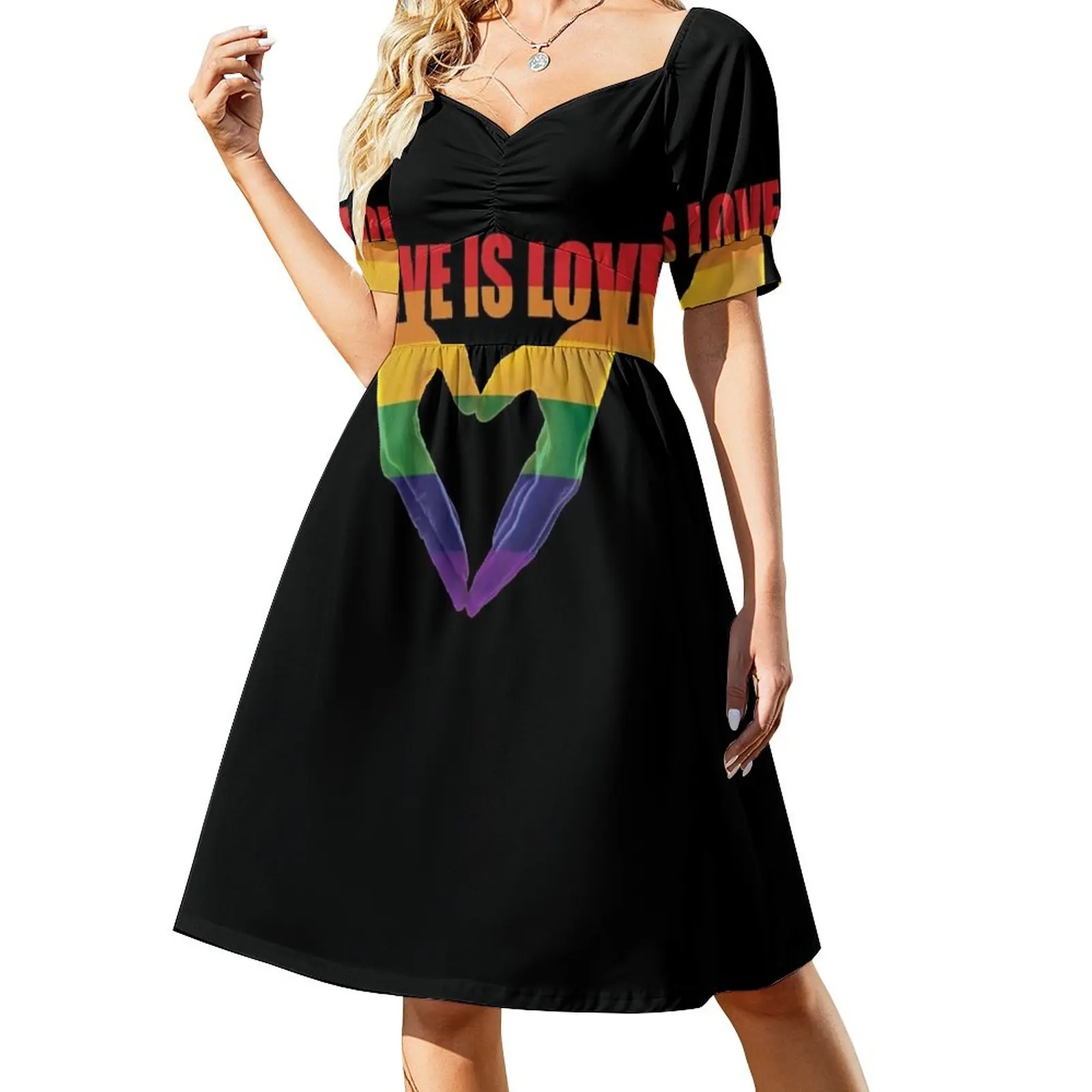 Love Is Love Rainbow T Shirt Gay Lesbian Pride T Shirt LGBT Gift Sleeveless Dress womans clothing