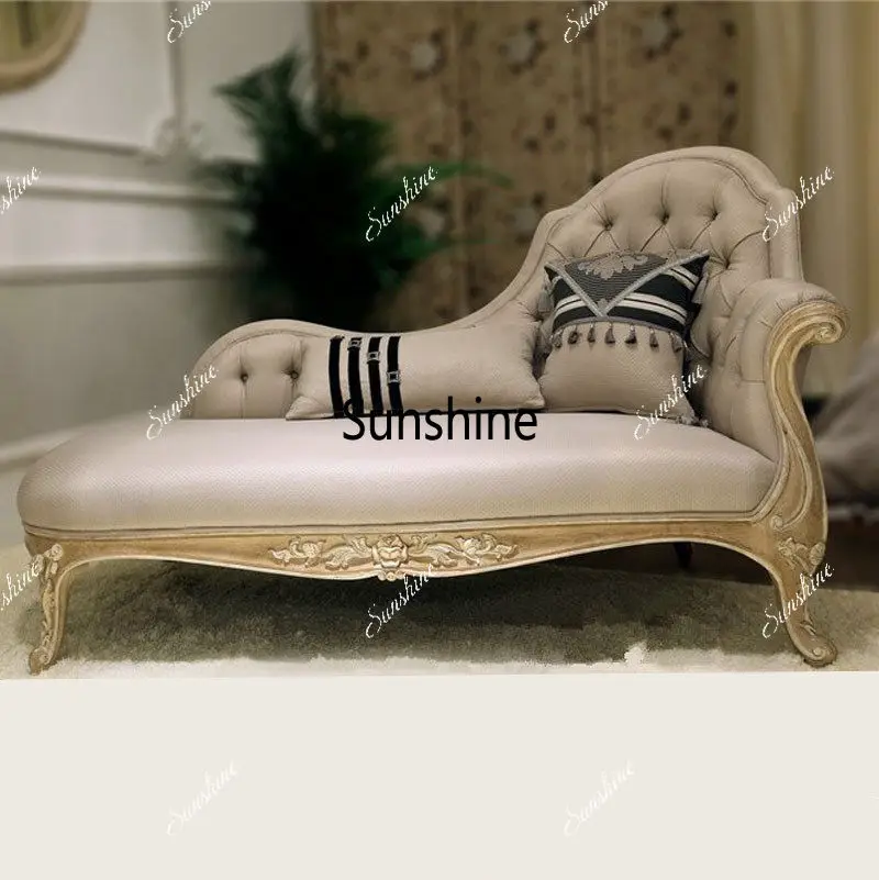 American neoclassical solid wood carving chaise longue