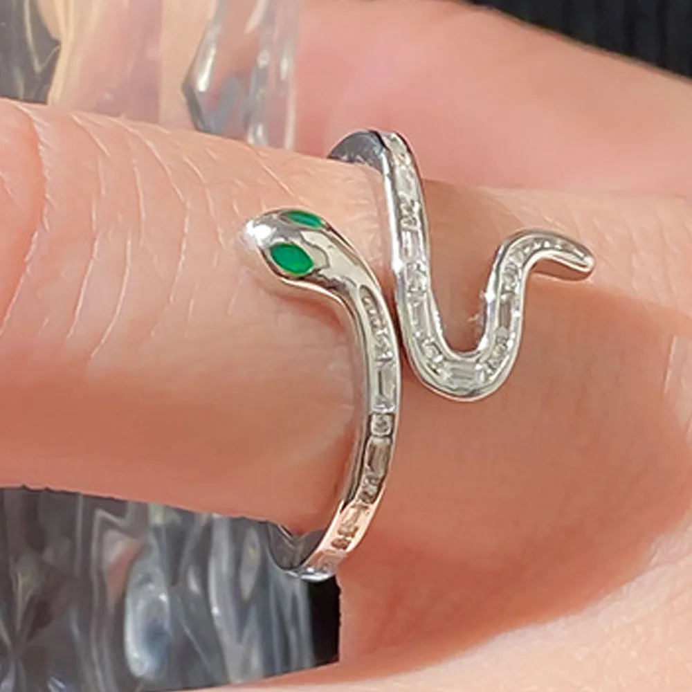 

Women's Jewelry 925 Sterling Silver Zircon Snake Rings For Women Vintage Party Accessories Wholesale Jewellery Prevent Allergy