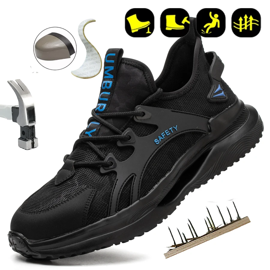 

Men's Steel Toe Work Sneakers Safety Shoes Puncture-Proof Indestructible Boots Fashionable Footwear for Security Professionals