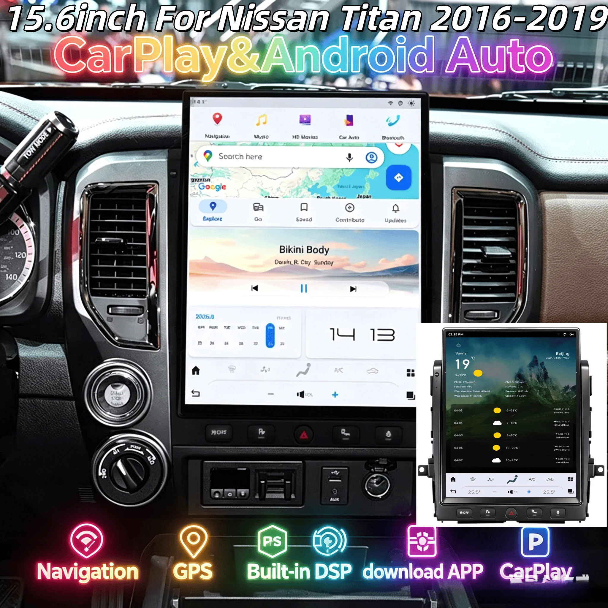 15.6inch Android 13 for Nissan Titan 2016 2017 2018 2019 Carplay Multimedia Player Car Radio GPS Navigation Head Unit 4G wifi