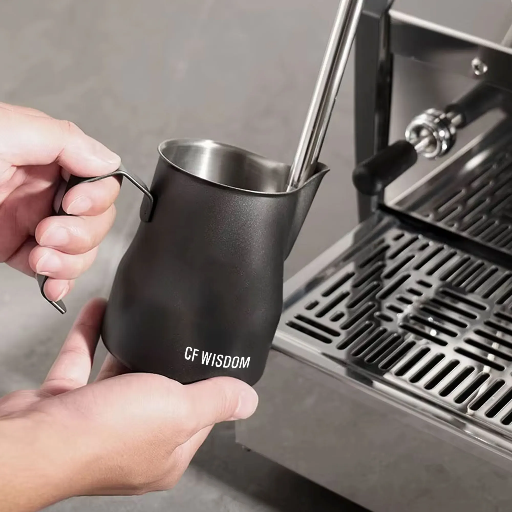 304 Stainless Steel Scale Mouth Latte Steam Coffee Milk Bubble Pot Beating Cylinder Crane Paint Process Kitchen Cafe Accessories