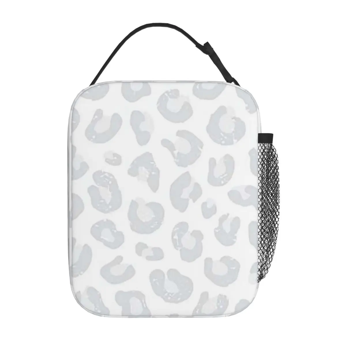 Leopard Print - Silver Gray And White Insulated Lunch Bag for Women Kids Portable Food Boxes Thermal Lunch Box Tote