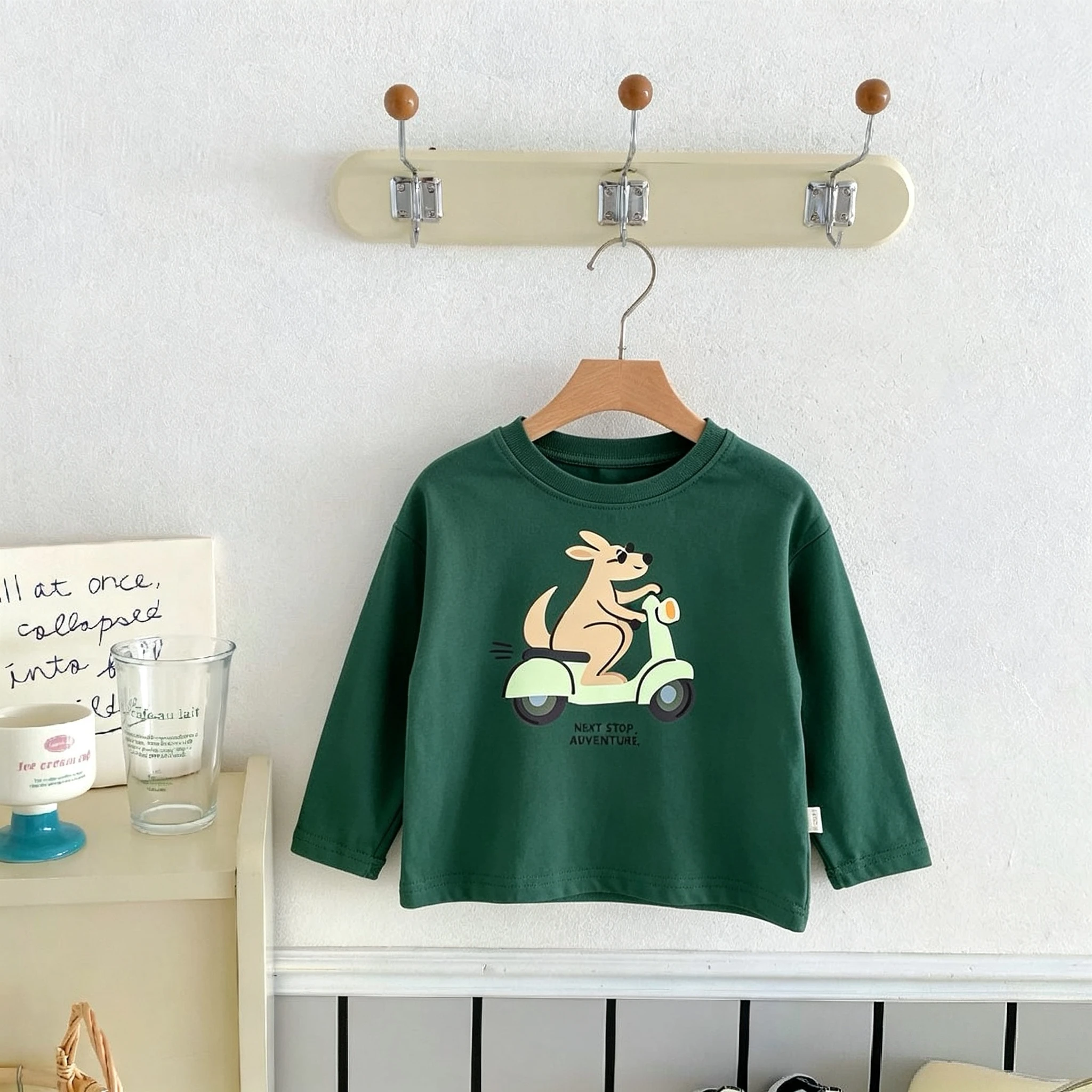 Fashion Versatile Children's Long Sleeve T-shirt Cartoon Print Kids Boy Bottoming Shirt Tops Loose Casual Round Collar Blouse
