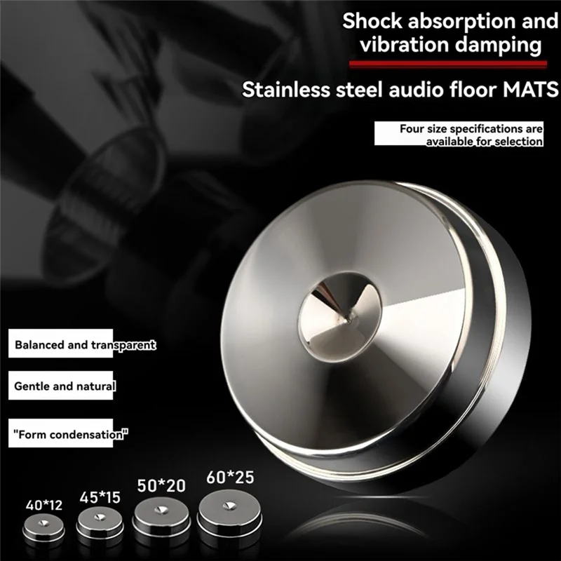 【B74A】For Superior Sound Clarity Stainless Steel Speaker Spikes Feet Non-Slip Rubber Base Damping Pads