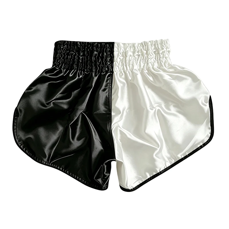 Plain Muay Thai Fight Shorts Men Women Kids Black White Boxing Shorts Satin Martial Arts Combat MMA Kickboxing Competition Pants