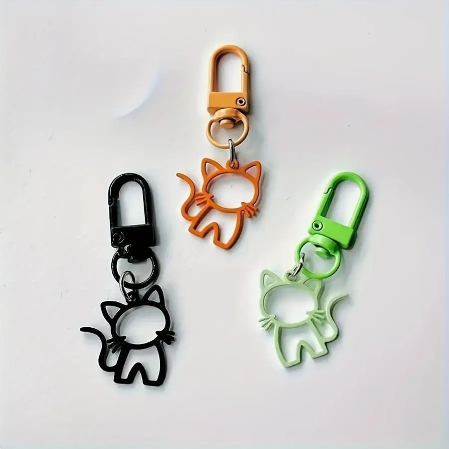 1/5/10/20/50/100pcs Colorful, Openwork, and Cute Cat Keychain - Cartoon-Style Alloy Charm for Car Keys and Backpacks, Perfect Gi