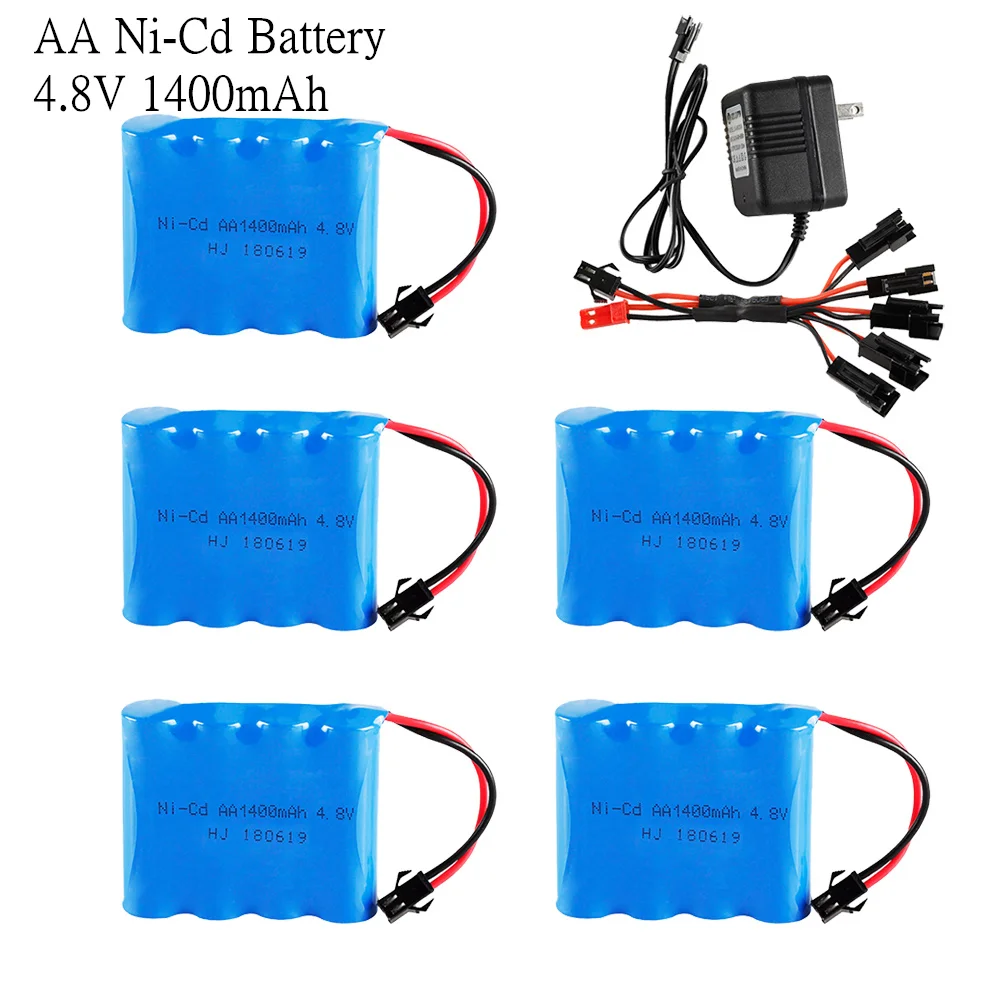 4.8v 1400mah NICD Battery And USB Cable For Rc toys Cars Boats Tanks Robots Guns Parts Ni-Cd Rechargeable Battery Pack SM 5pcs