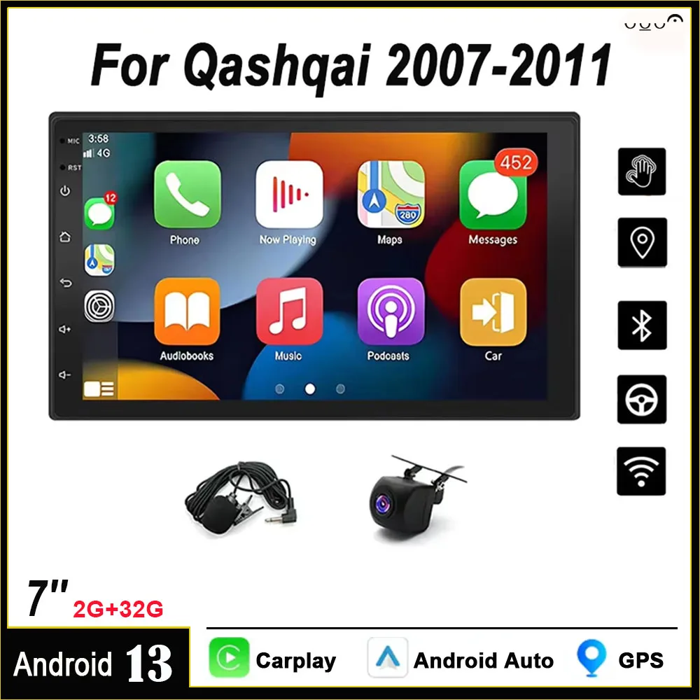 

Car Stereo Radio for Nissan Qashqai 2007-2011 7 Inch Touch Screen Stereo Compatible for Qashqai 2007-2011 Android 13