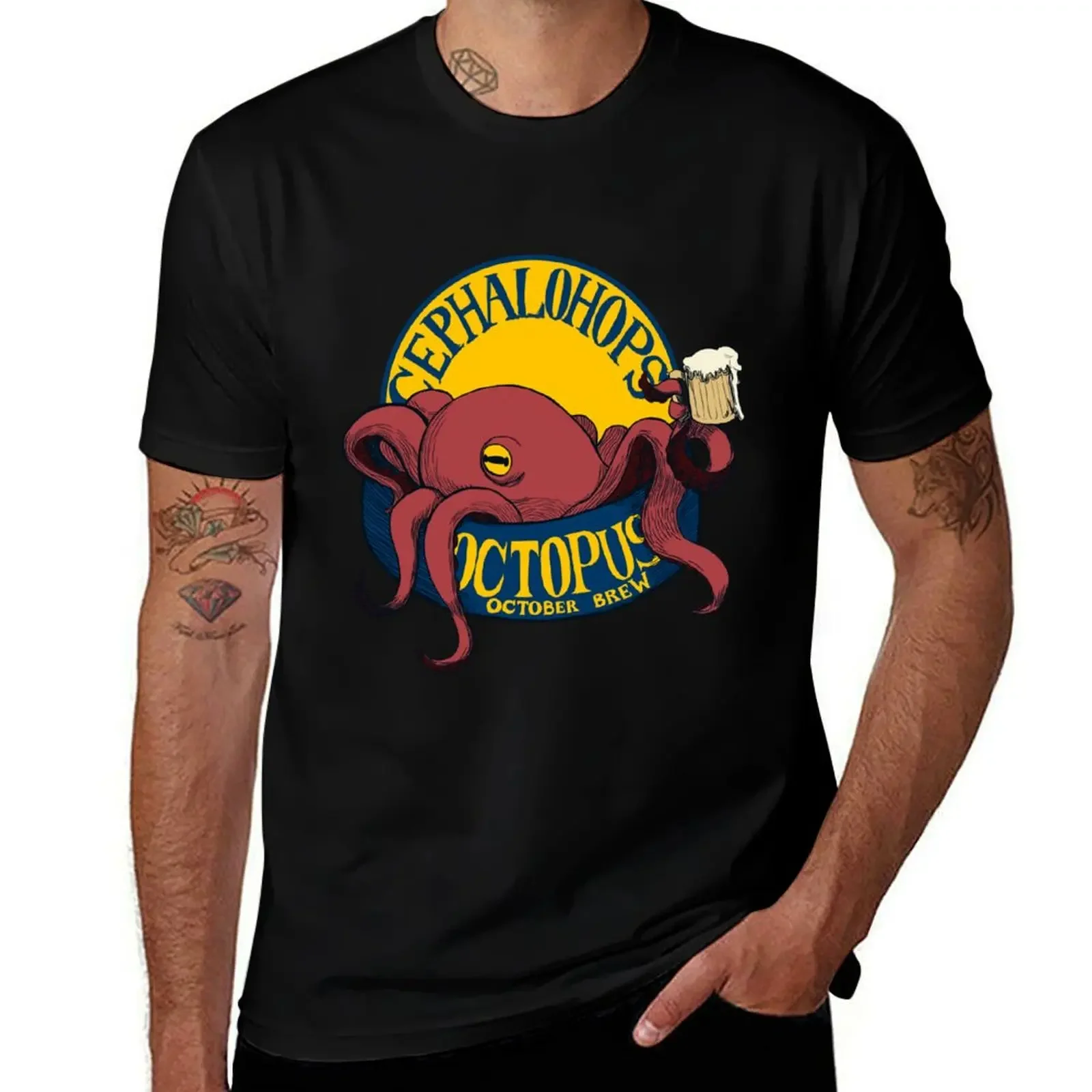 

Octopus October Brew T-Shirt oversized t shirt blacks vintage anime shirt mens workout shirts