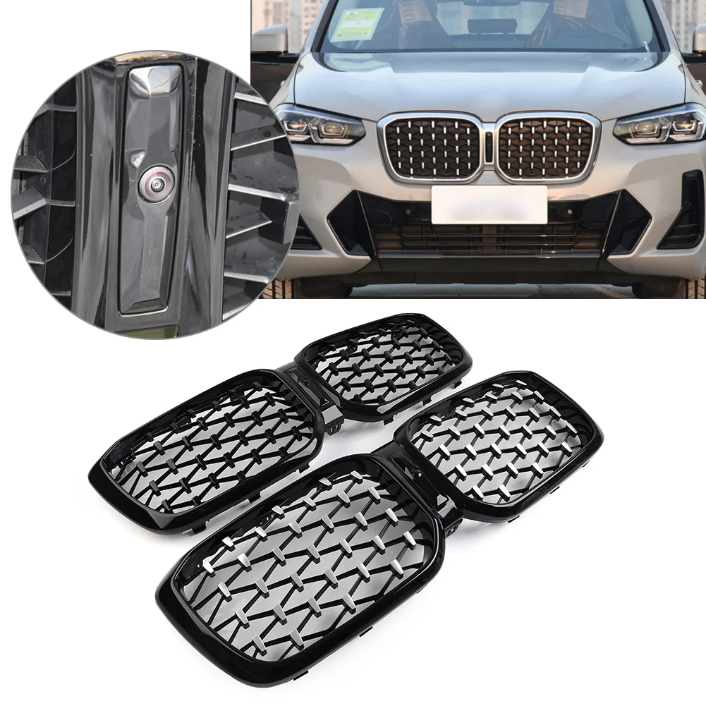 

Car Meteor Style Front Bumper Center Kidney Grille Grill For BMW X3 X4 G01 G02 G08 2022-2023 Glossy Black