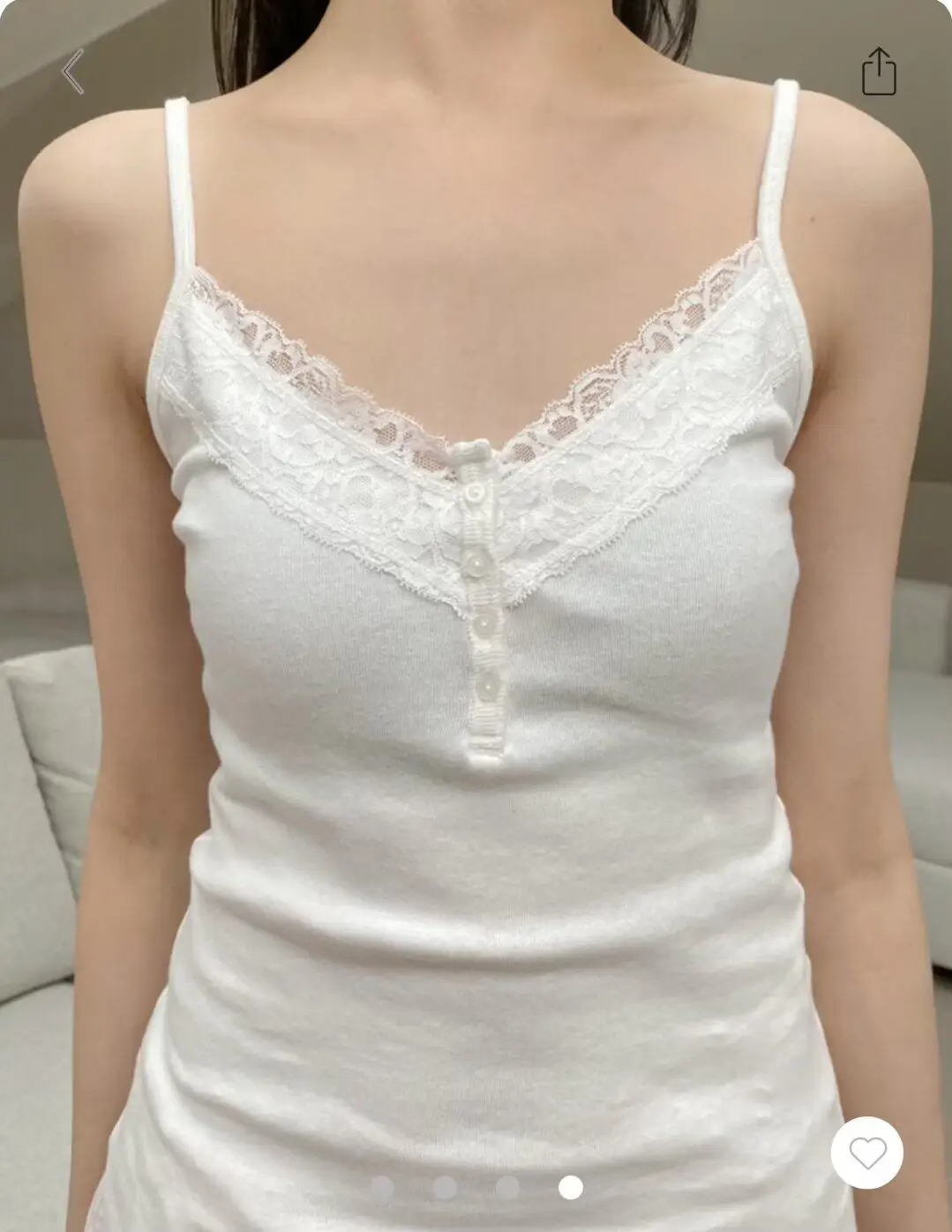 White Lace Trim Four Buttons Slim Tank Top Woman Summer V-neck Sleeveless Cotton Simple Vest Vintage Sweet Basic Camisole New