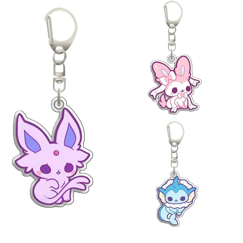 

Брелок из переработанного акрила для Эспеона, Сильвеона, Вапореона, аниме-брелок, подвеска для рюкзака, парный кулон, милый мультяшный классический подарок