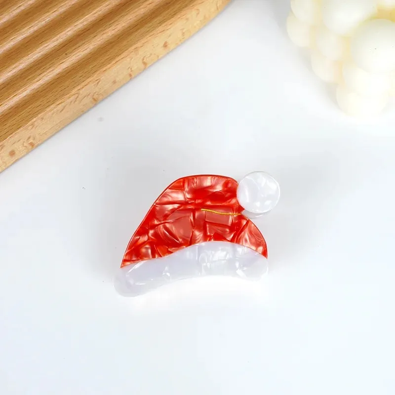 Big Sale Christmas Hat Hair Claw Acetate Grabber Hairpin Wholesale Red Green Hat Crab Hair Clips Hair Accessories for Woman