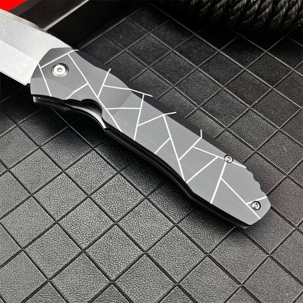 C199 سكين للفرد للتخييم في الهواء الطلق المشي لمسافات طويلة الصيد التكتيكي EDC سكين جيب D2 شفرة مقبض ألمونيوم سكين الصيد المحمولة #4