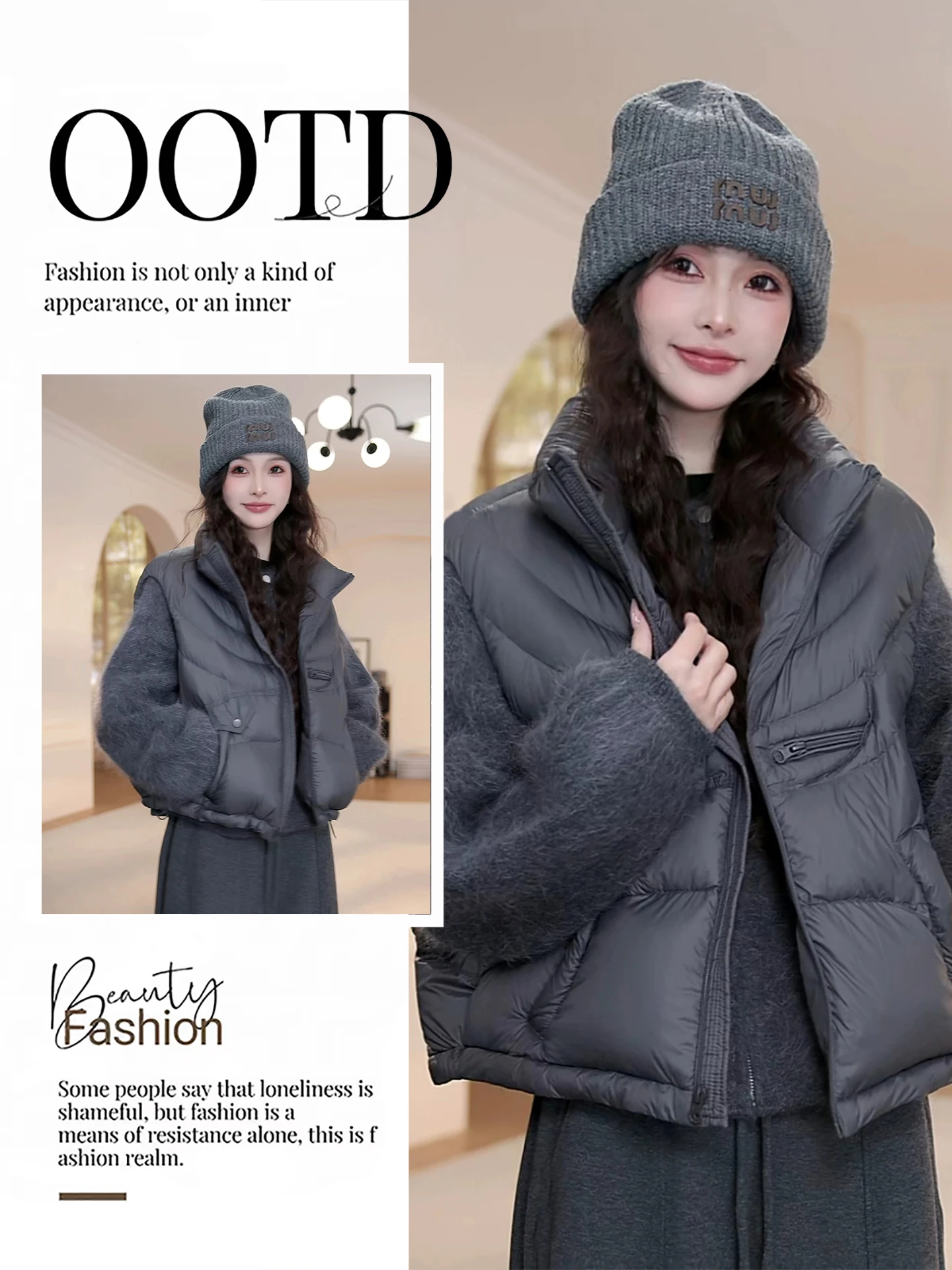 

Korean Sle Women's Cotton Vest Small Size Stand Collar Lazy Warmth Layering Tank Top Zipper Closure ort Length Long Sve