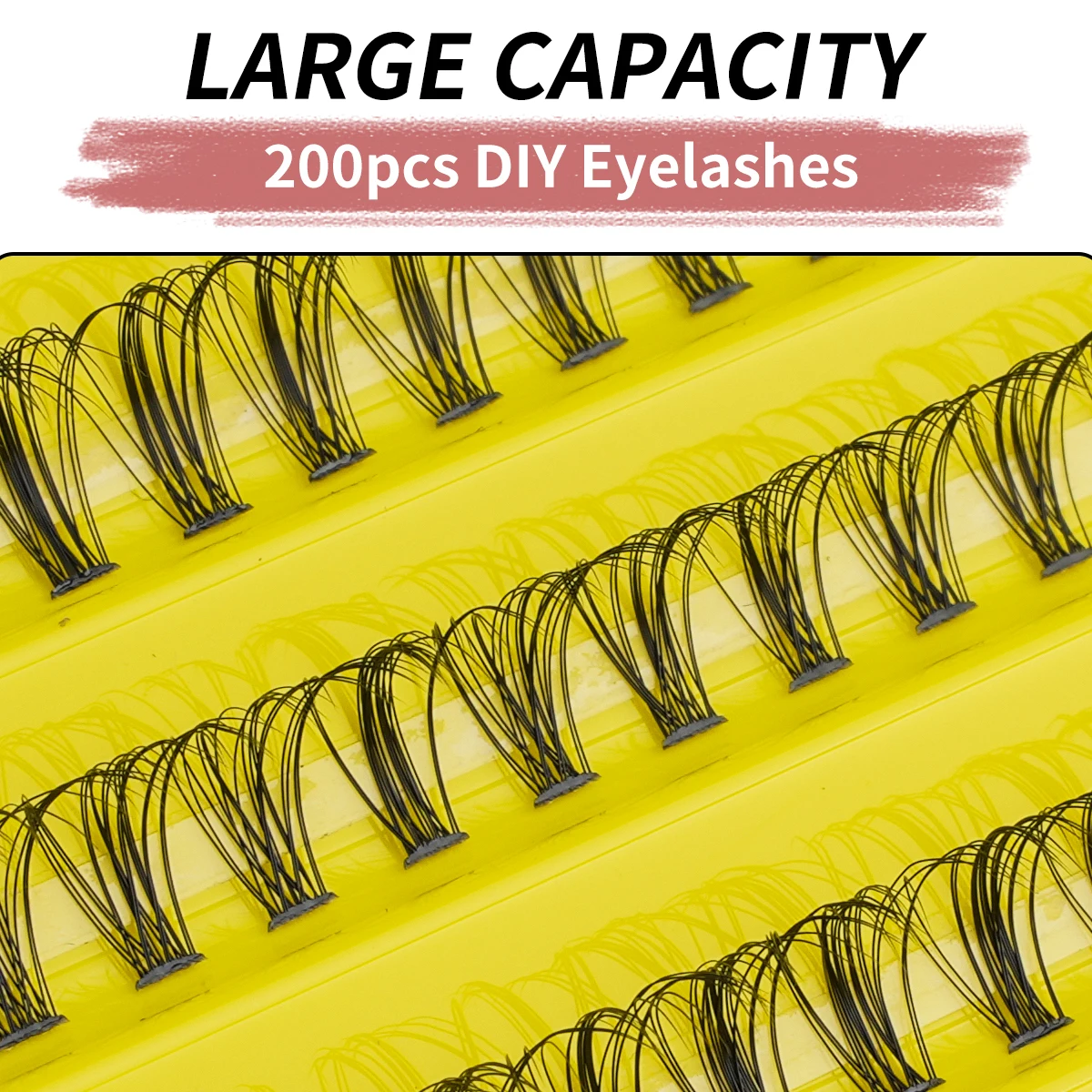 200 Cluster-Wimpernverlängerungen mit Werkzeug, 10 Reihen DIY-Wimpern-Set, vorgefertigtes Volumen 20D/50D, künstliche Wimpern für Make-up, Faux Clis – Detail 3