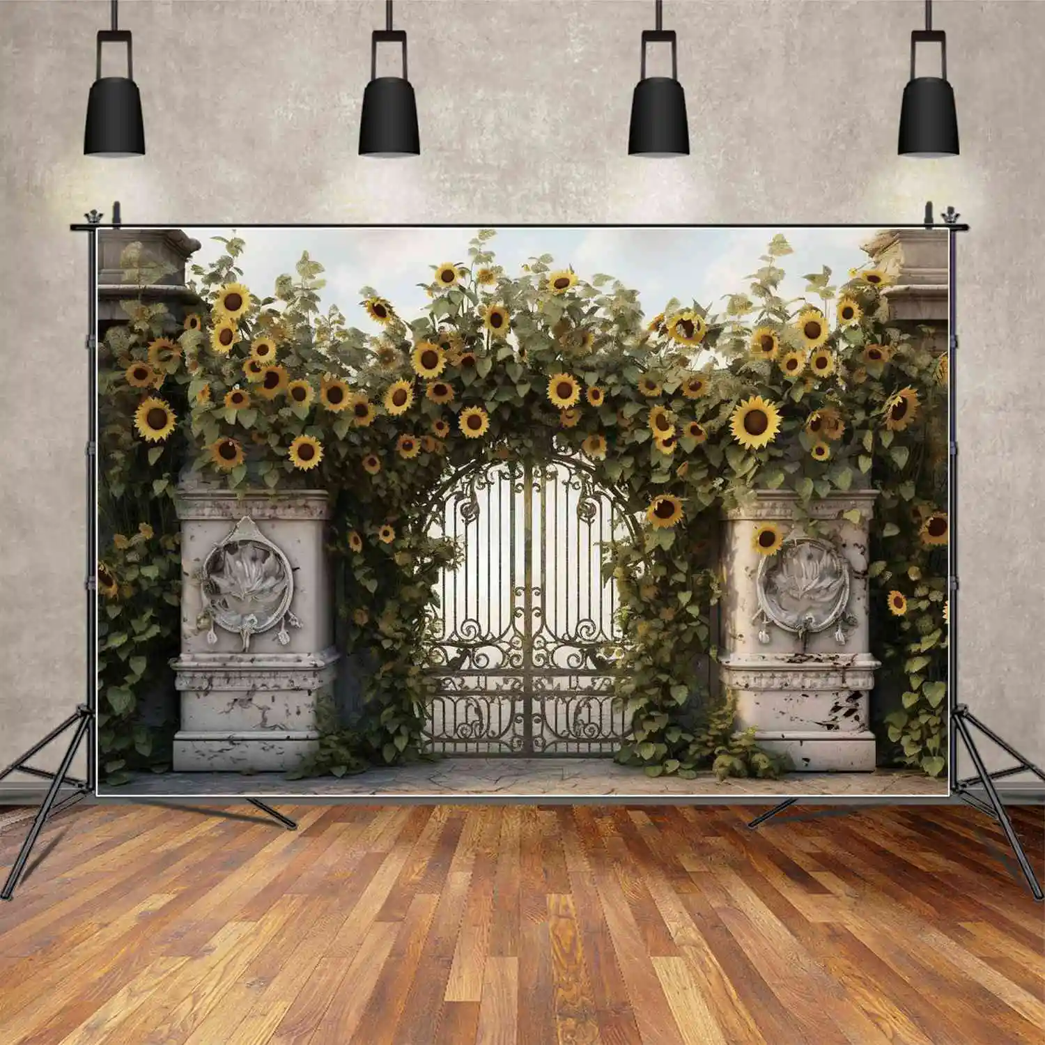 Фон MOON.QG подсолнухи мраморная текстура забор Арка Дверь ворота украшения день рождения Женская фотостенка фотобудка