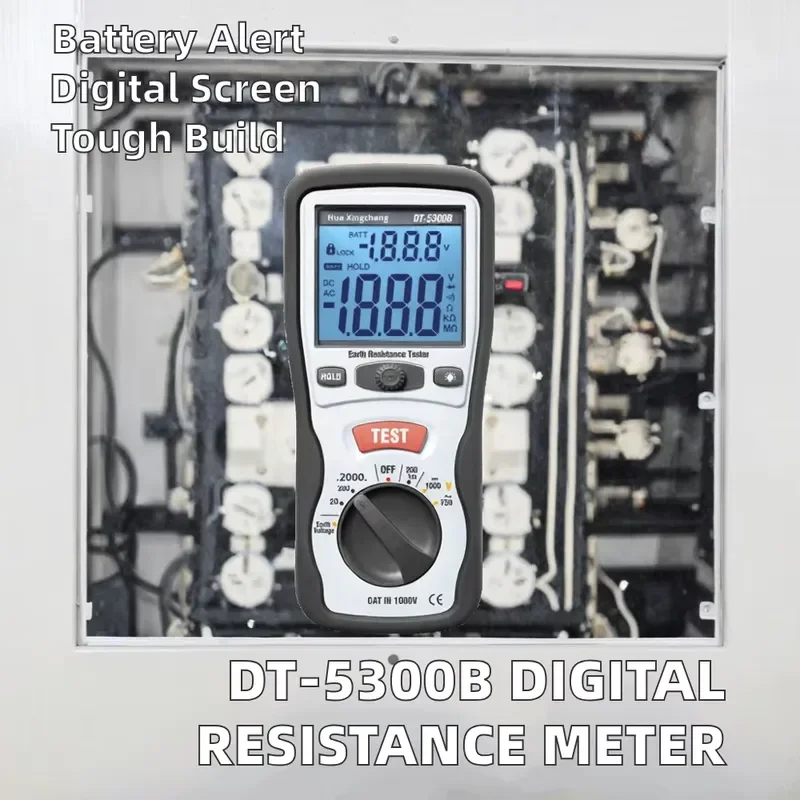 DT-5300B Earth Ground Resistance Testers Backlight Low Battery Indication Digital Only Megohm Resistance Meter