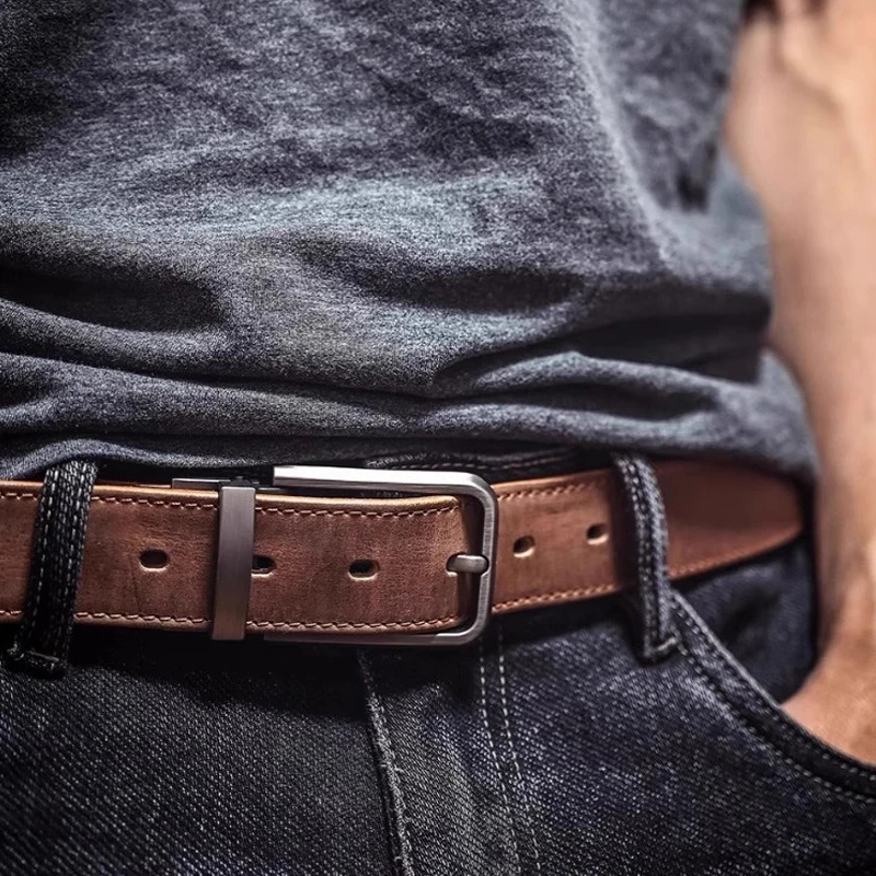 

Fashion Retro Men's Non-rotating Buckle PU Belt Simple And Versatile Casual Suit Jeans Trendy Men's Belt Design