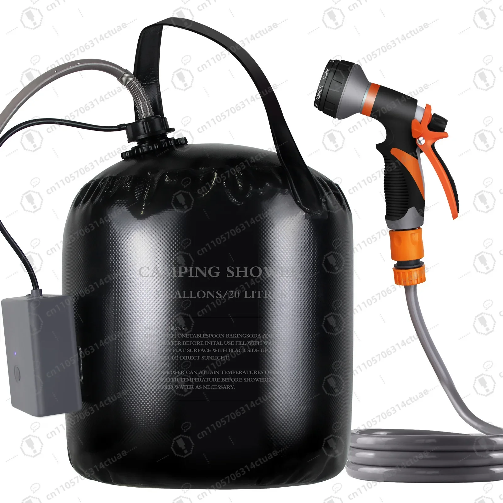 20L Portable Camping Shower Bag Rechargeable Electric Pump Outdoor Solar Heating Shower with Built-in Thermometer for Hiking