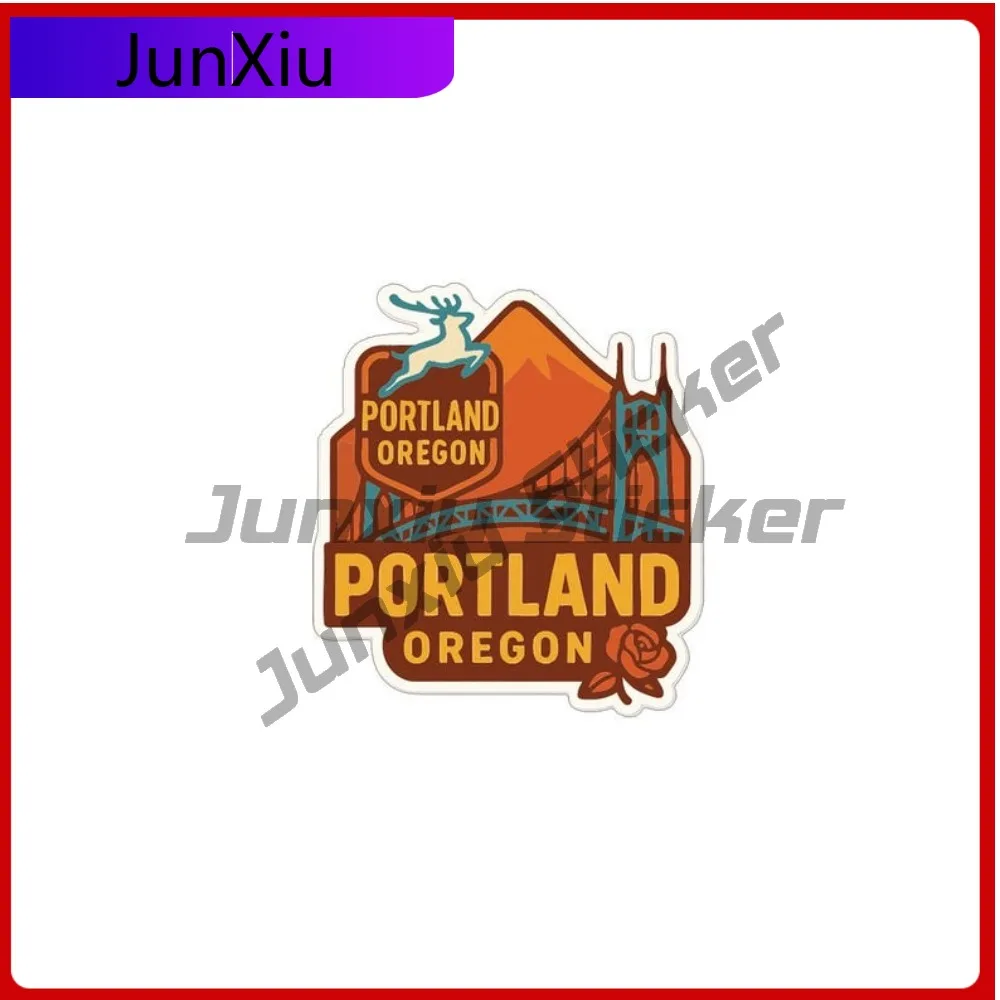 

Portland Oregon Travel Sticker Vinyl Die-cut Scratch-proof Decal City Skyline Landmark Design Camping Sticker For Car Decoration
