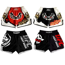 Short de boxe thaïlandaise pour hommes et femmes, MMA, FjMuay Thai, boxer de sport pour enfants, garçon, troncs grappins