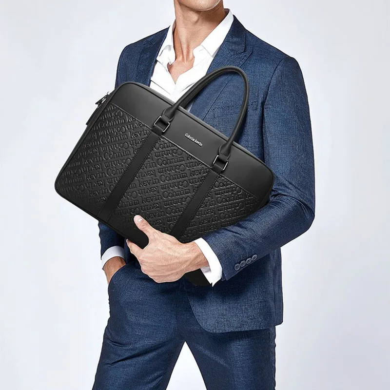 Luxury Style Real Cowhide Men's Briefcase Large Capacity Business Handheld One Shoulder Oblique Straddle Bag Computer File Bag